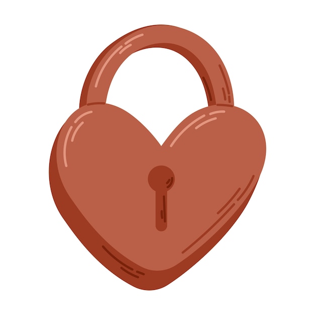 Heart shaped lock with keyhole Vector isolated cartoon illustration