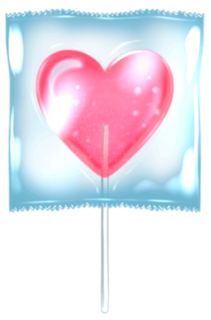 Vector heart shaped lollipop.