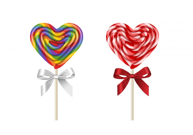 Vector heart shaped lollipops