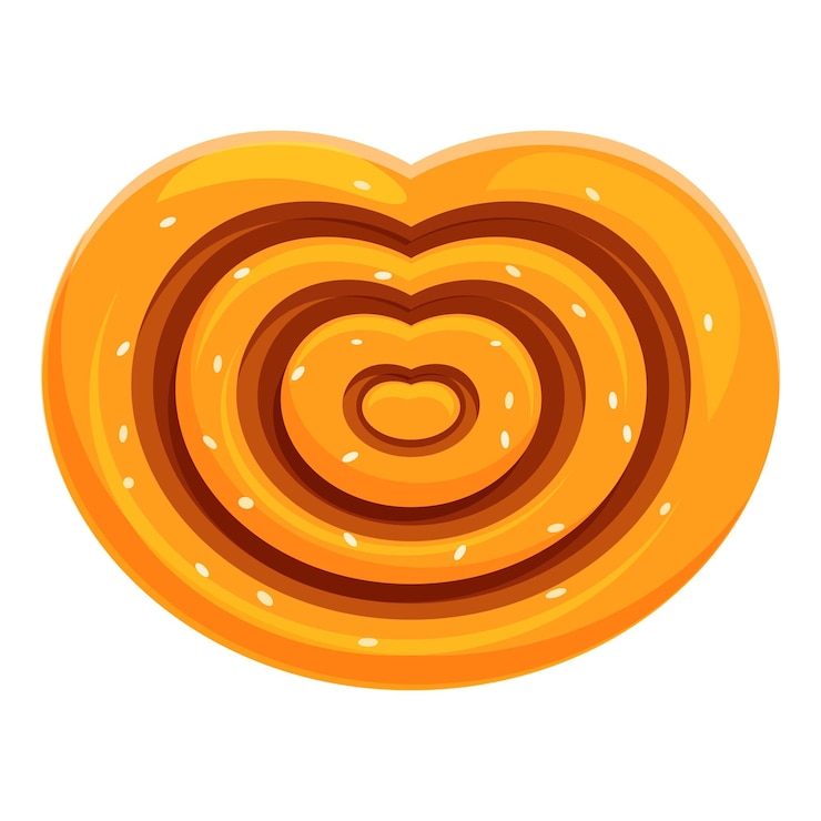 Vector heart shaped pastry showing concentric circles of dough and filling