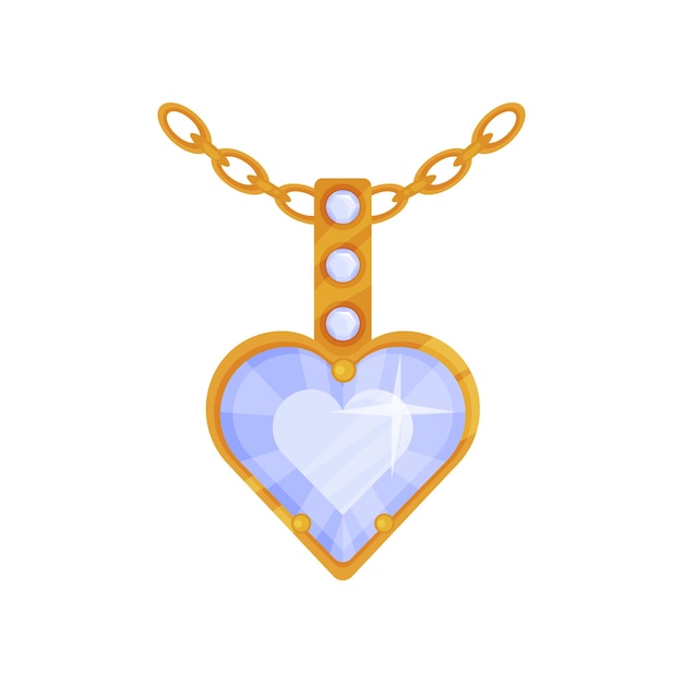 Vector heart shaped pendant with diamond fashionable jewelry vector illustration on a white background