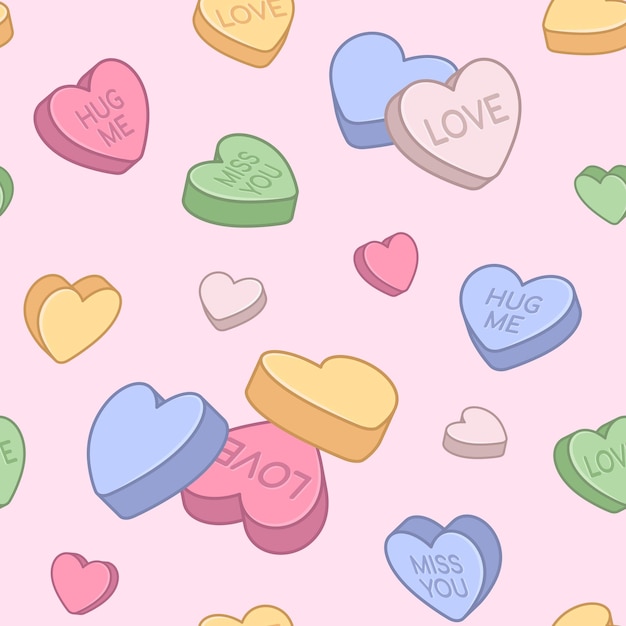 Vector heart shaped pills seamless pattern love vitamins background medicine with love text