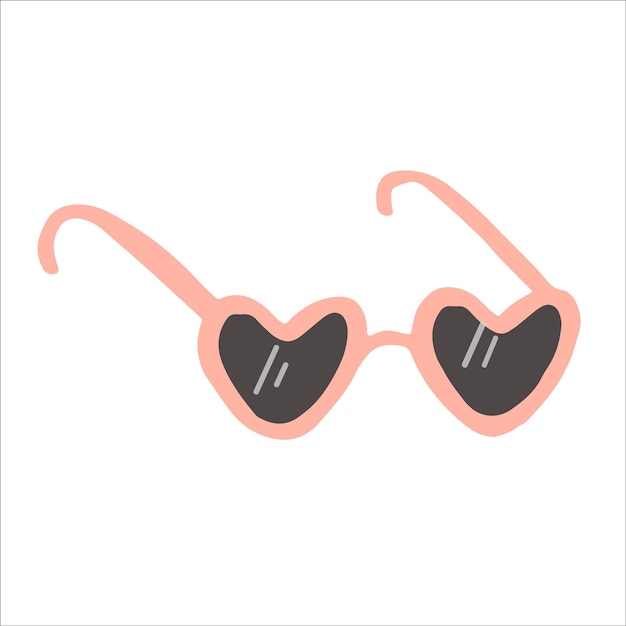 Heart shaped pink sunglasses in cartoon style