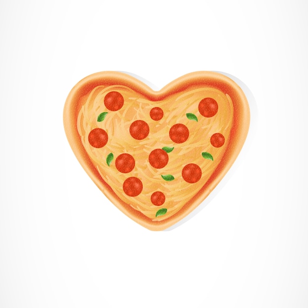 Vettore illustrazione di pizza a forma di cuore