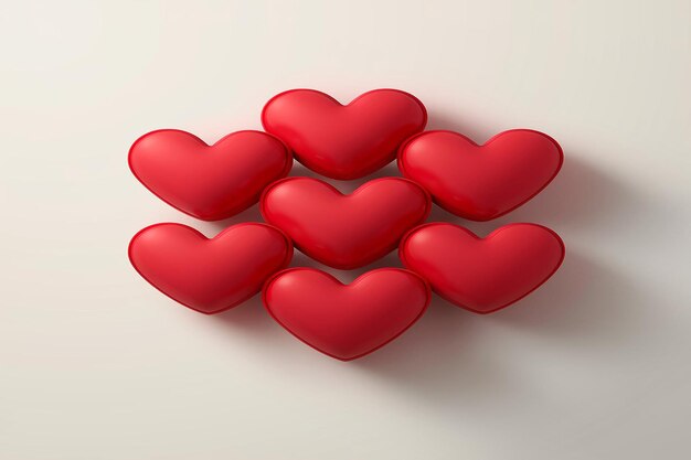 Vector heart shaped red hearts on a white background