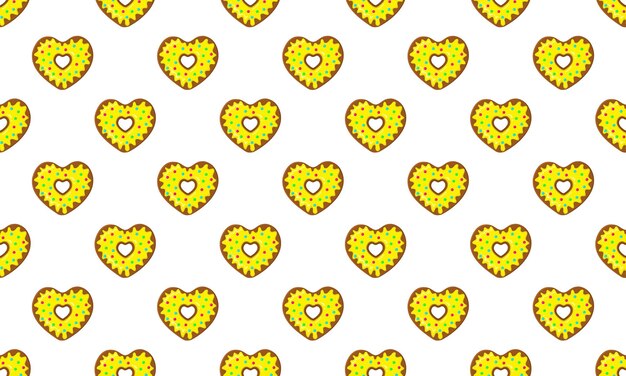 Vector heart shaped sweet donuts seamless pattern doughnuts background for valentines day