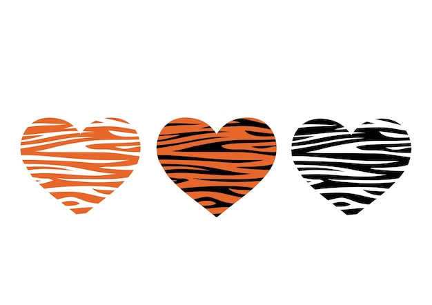 Heart shaped tiger print Vector illustration Valentines day