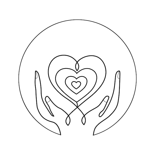 Heart shapes love line art drawing vector illustration continuous line drawing with minimalist art