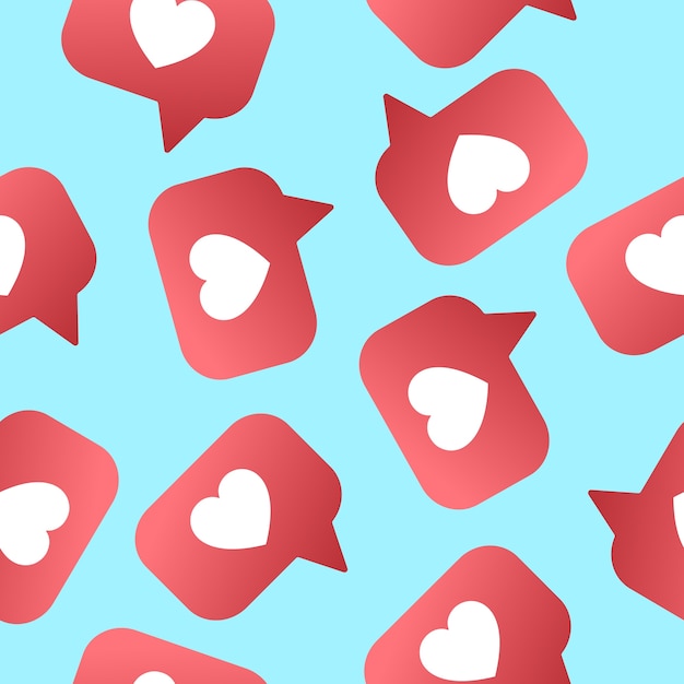 Heart shapet likes seamless pattern. Followers, subscribers for sociel nets 