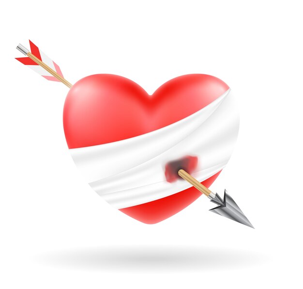 heart shooted by a bow arrow vector