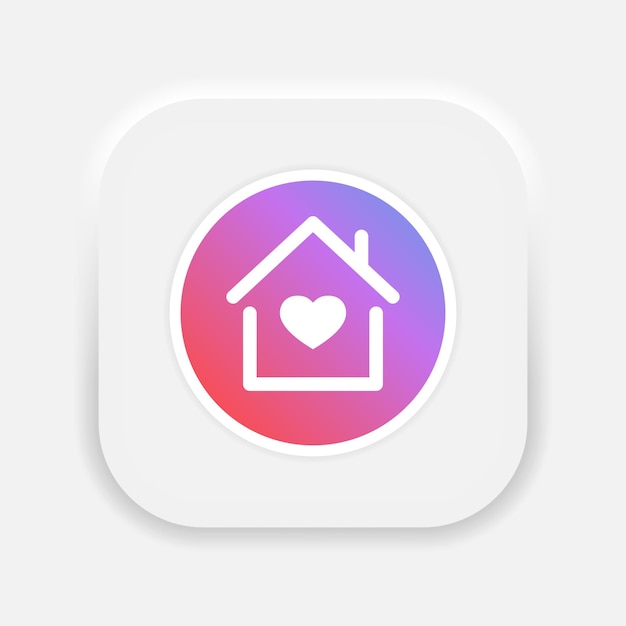 Heart sign in house vector icon Love home symbol Stay home sign in neumorphism style Vector EPS 10