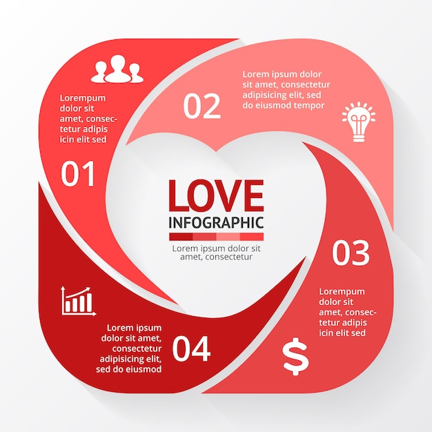 Vector heart sign infographic template medical healthcare symbol valentines day card