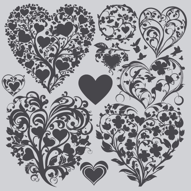 Heart silhouettes vector