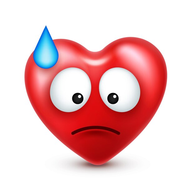 Vector heart smiley emoji vector for valentines day funny red face with expressions and emotions love