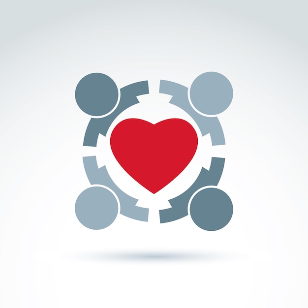 心臓と社会の医療と健康組織のアイコン、あなたのデザインのベクトル概念的なスタイリッシュなシンボル。