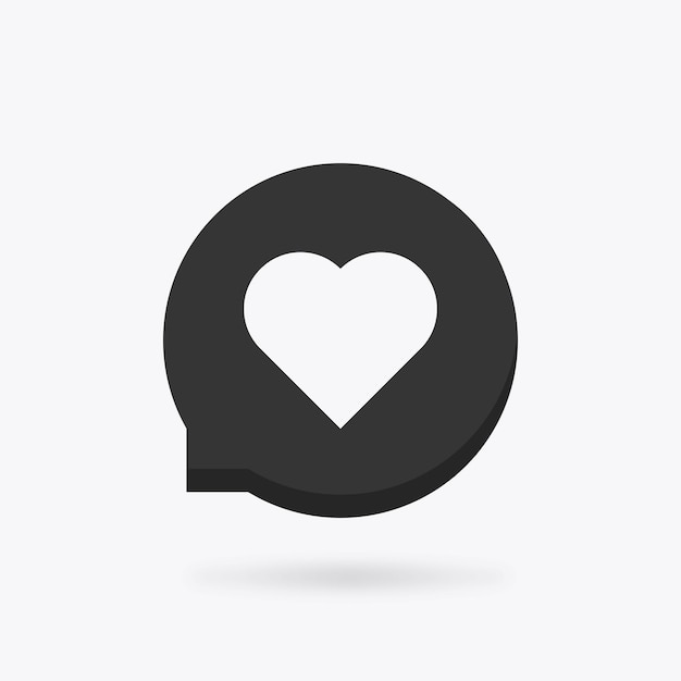 Vector heart in speech bubble black icon vector illustration