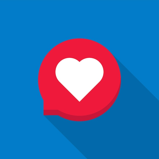 Vector heart speech bubble icon flat