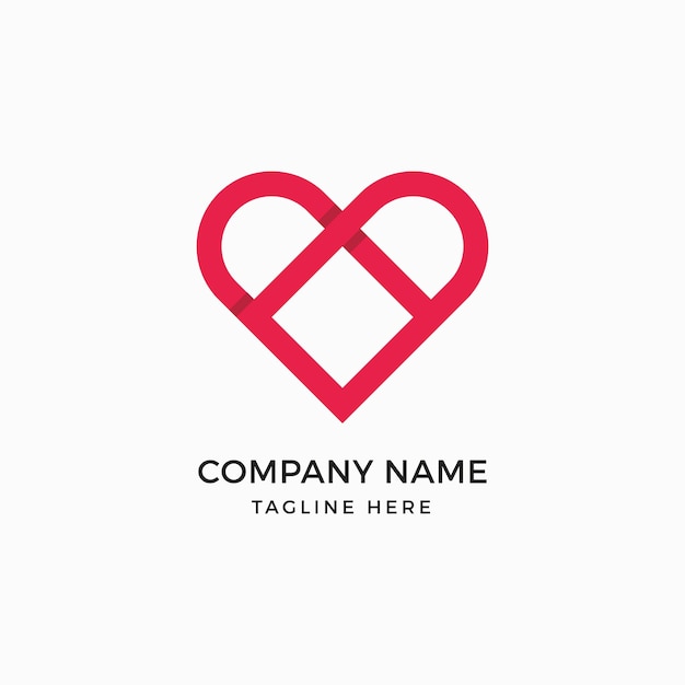 Heart Square Logo Design Template