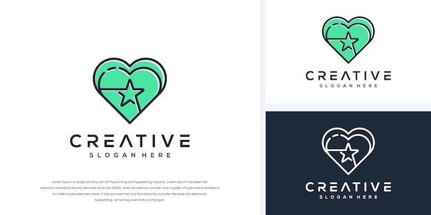 heart star line art logo concept