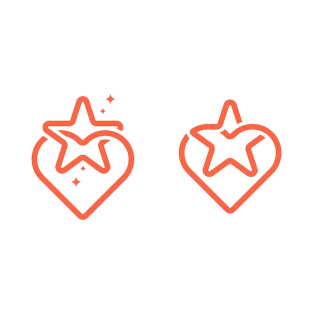 heart star logo design icon vector illustration linear style