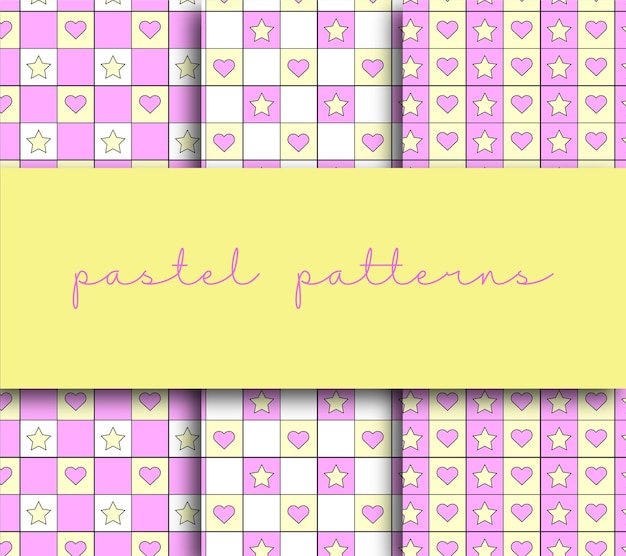 Heart and star patterns using pastel colors