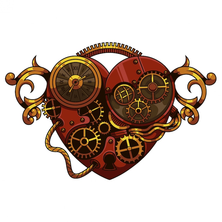 Vector heart steampunk illustration