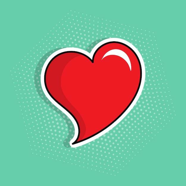 Heart sticker in 1960s pop art style