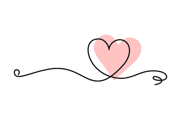 Heart in the style of line art with colored spots