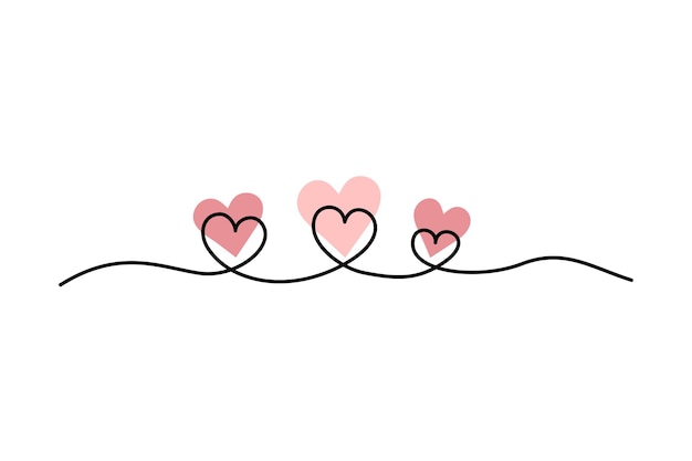 Heart in the style of line art with colored spots