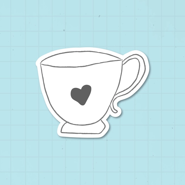 Simbolo del cuore su un vettore del giornale di stile di doodle della tazza