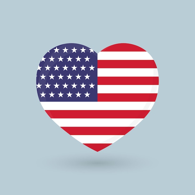 heart symbol the flag of the united states of america vector illustration