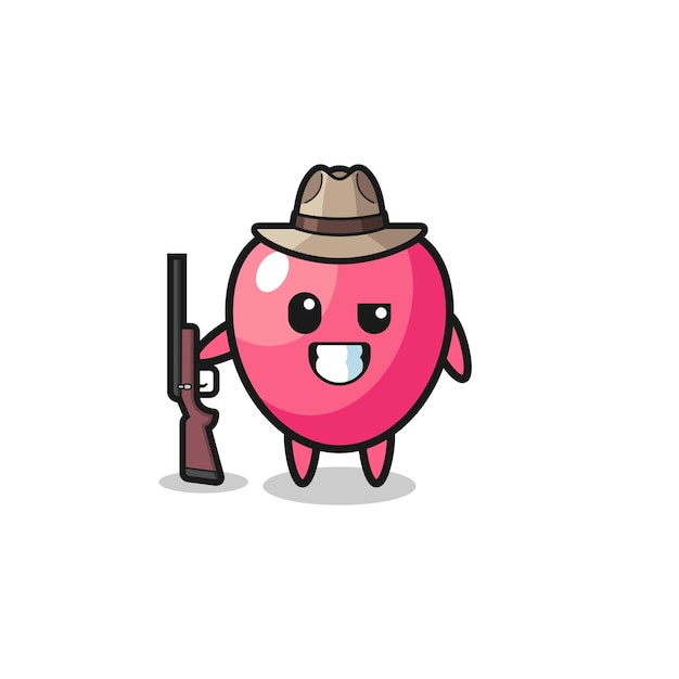 Heart symbol hunter mascot holding a gun