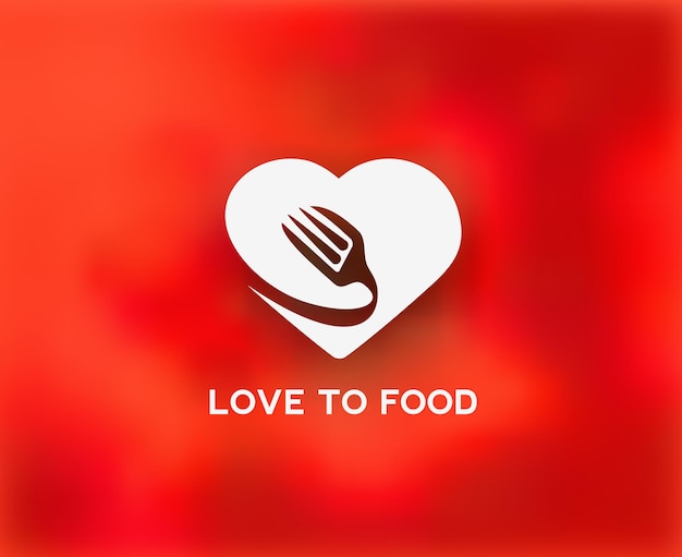 Modello di logo del cibo d'amore a tema cuore