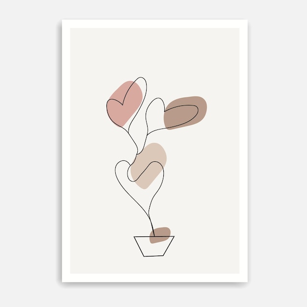 heart tree one line poster covers minimal painting one line drawing  stock  Premium Vector