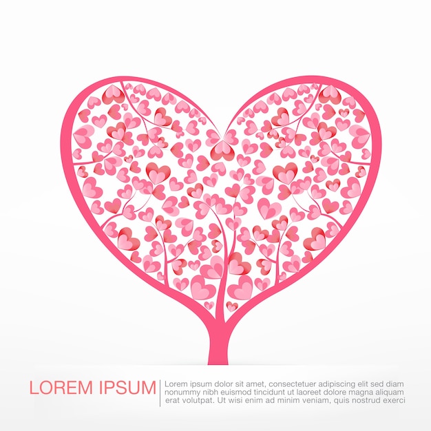 Vector heart tree for valentine day and wedding card