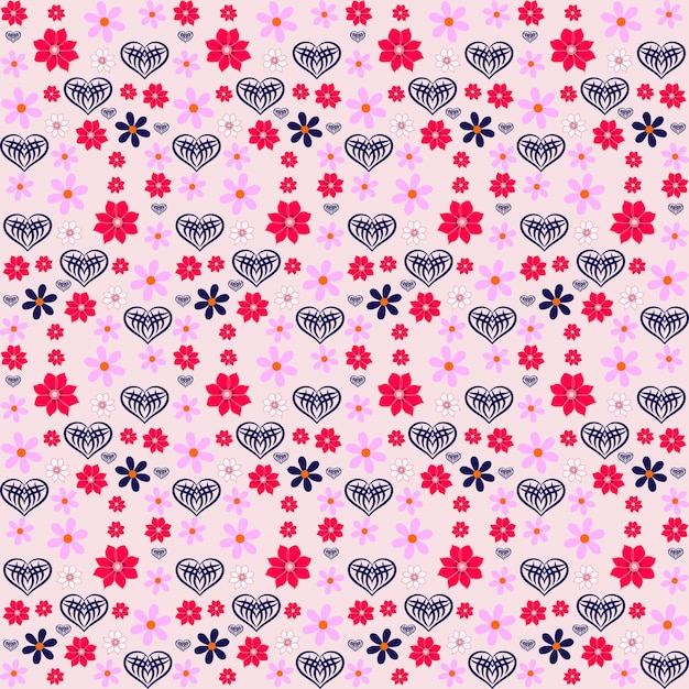 Vector heart valentine seamless pattern with different hearts