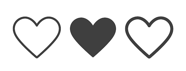심장 벡터 컬렉션입니다. UI, UX, GUI에 대한 개념 버튼 아이콘과 같은 사랑, 즐겨찾기.