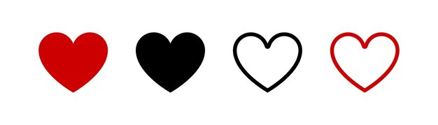 Heart vector icon Heart shape Valentine red or black heart icons Love symbol