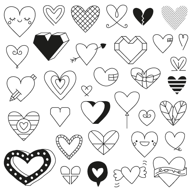 Heart vector illustration set