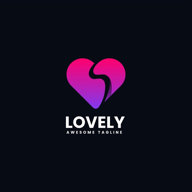 heart vector symbol. Valentines day ribbon logotype. Abstract line medical health logo icon design.