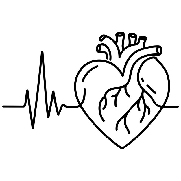 Vector heart wave icon in linear design