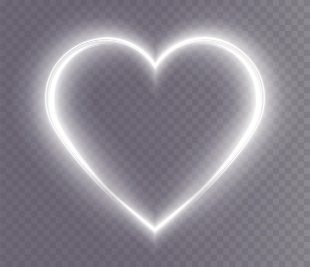 Heart white with flashes isolated on transparent background Light heart for holiday cards banners