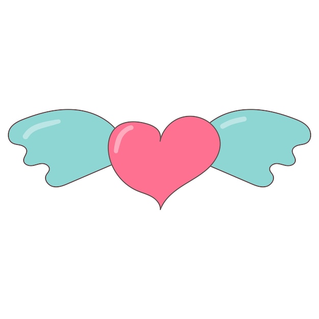 Heart wings flying pink blue love element