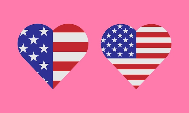 Cuore con la bandiera americana