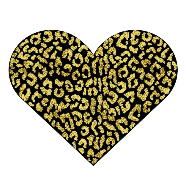 Cuore con stampa animalier vettore metallizzato oro