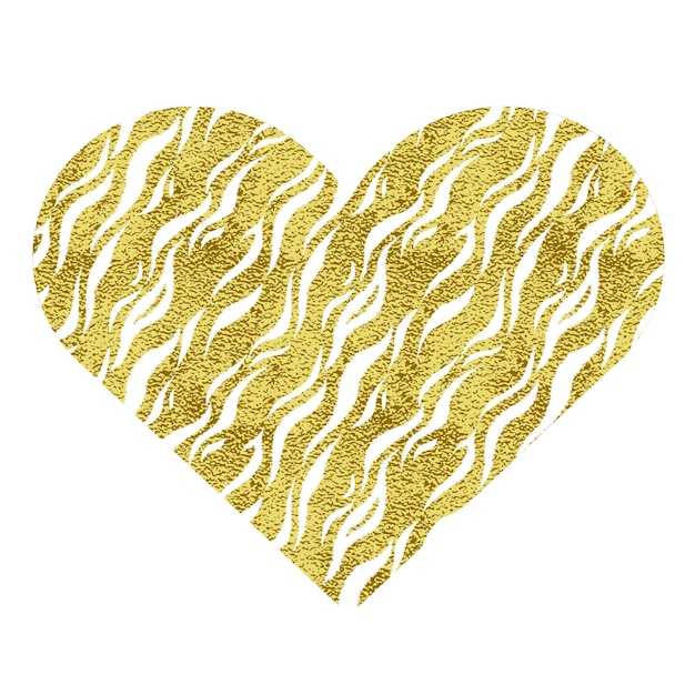 Vector heart with animal print gold metallic vector