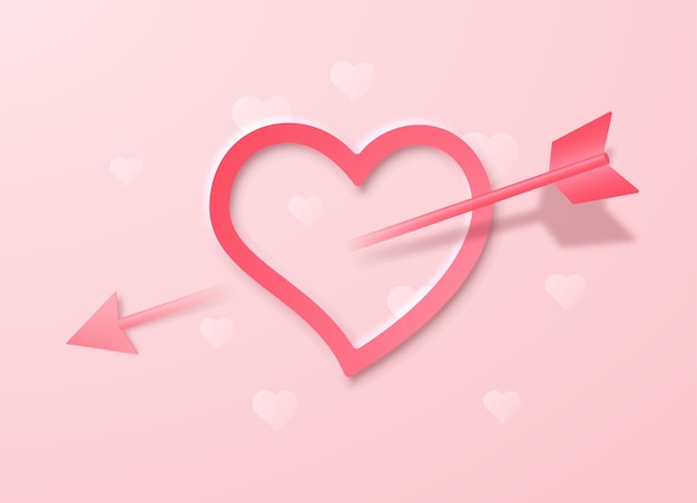 Heart with an arrow on a light pink background vector illustration