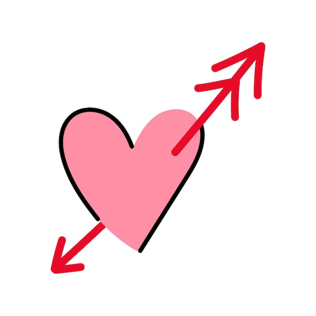 Heart with Arrow Pink heart with red arrow Vector illustration