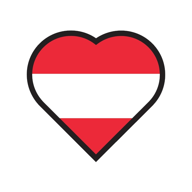 Vettore un cuore con sopra la bandiera dell'austria