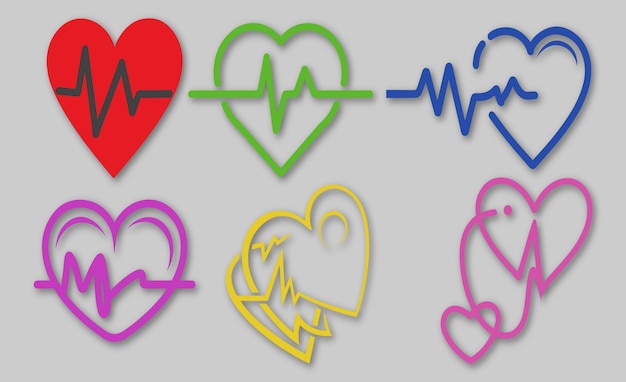 Vector heart with beat monitor pulse line art icon for medical apps and websites breathing and alive sign